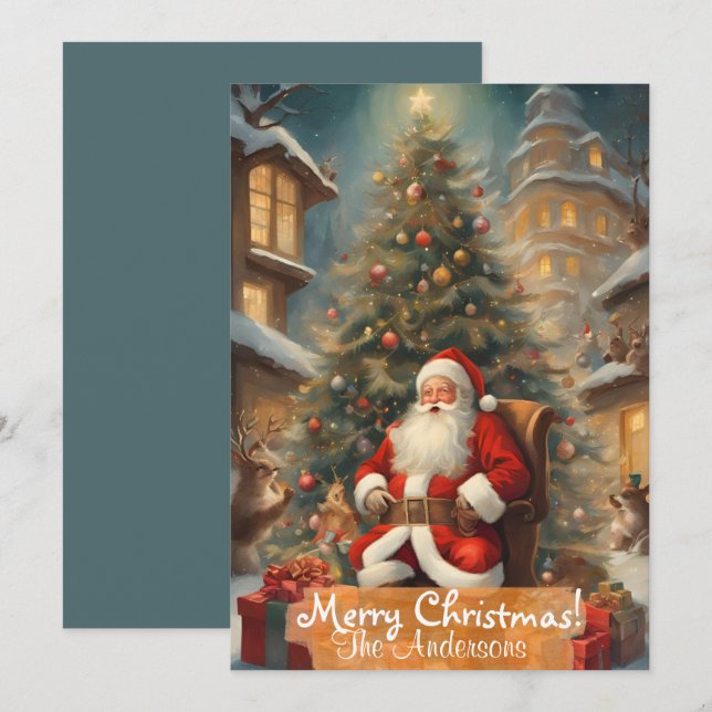 Navidades Santa 12 ¡Feliz Navidad! tarjeta de navi (Anverso / Reverso)