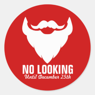 Navidades Santa barba no parece pegatina rojo