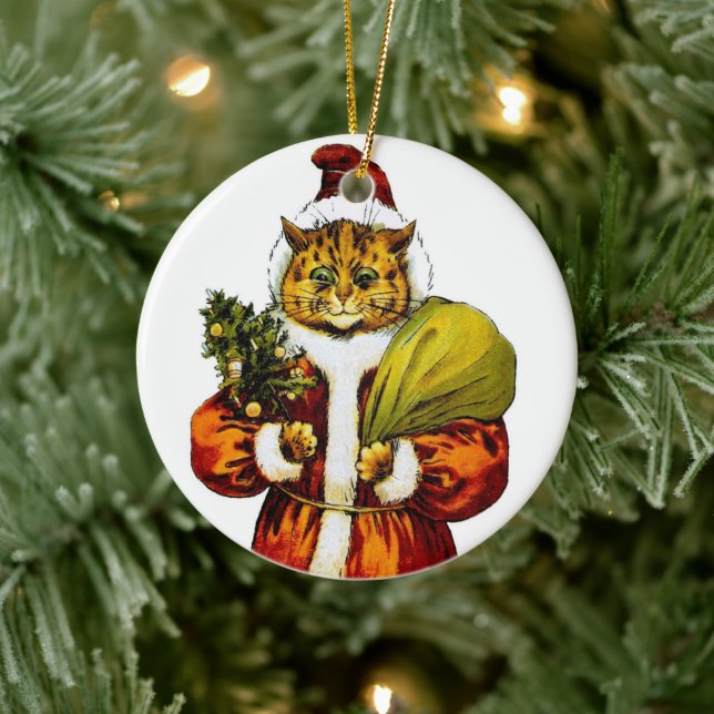 Navidades Santa Cat por Louis Wain ・ Ornamento (Árbol)