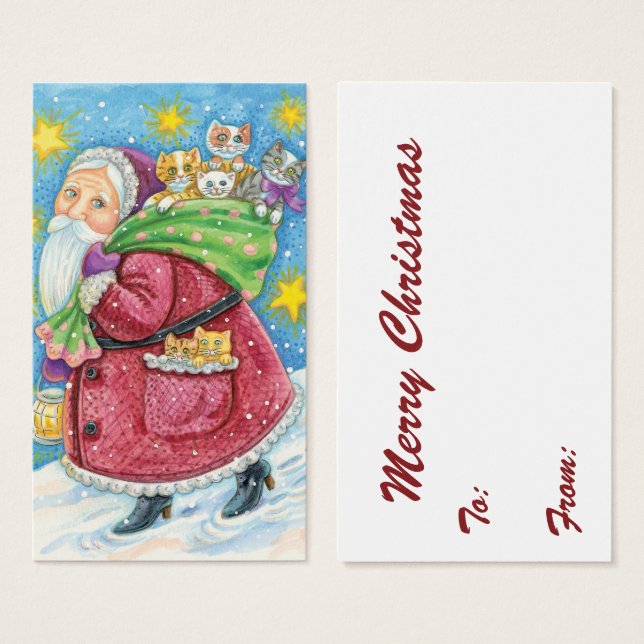¡Navidades, Santa Claus con gatitos y gatos! (Anverso y reverso)