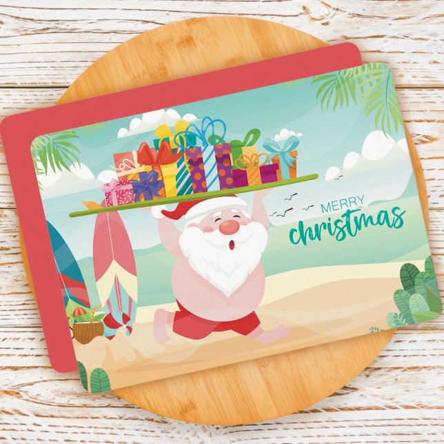 Navidades Santa Claus en la tarjeta de playa (Subido por el creador)