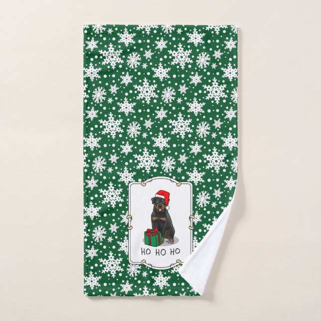 Navidades Santa Claus Gorra Rottweiler Dog Funny (Toalla de mano)