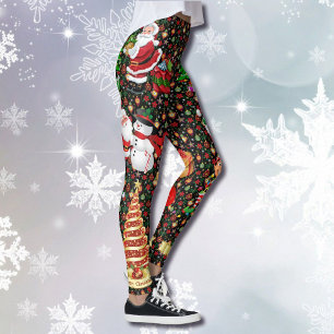 Navidades Santa Claus Leggings femeninas de Snowma