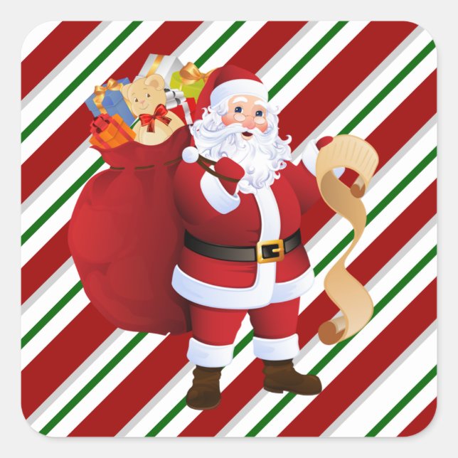 Navidades Santa Claus Sellos para sobres rojos y b (Anverso)