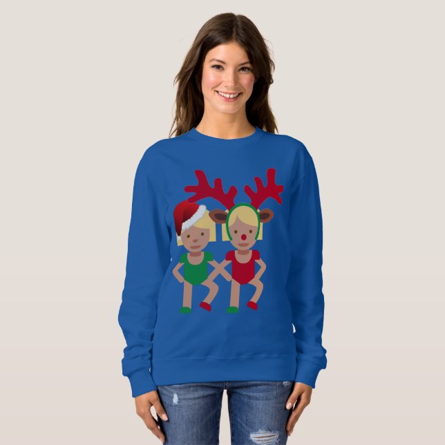 navidades santa gemelos emoji sudaderas mujeres (Anverso completo)