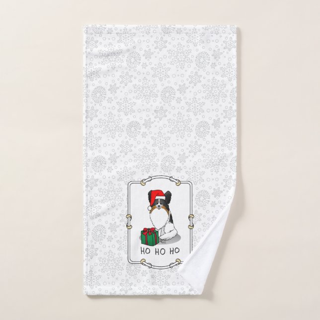 Navidades Santa Hat Papillon (tricolor) Perro Cute (Toalla de mano)