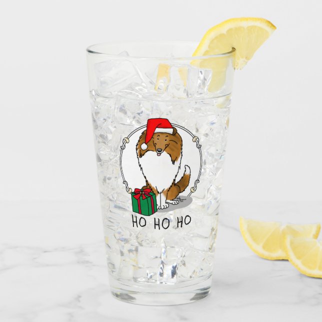 Navidades Santa Hat Shetland Sheepdog (estable) Cu (Reverso (hielo))
