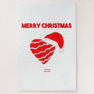 Navidades Santa Heart Puzzle 20" X 30"