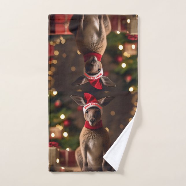 Navidades Santa Kangaroo, (Toalla de mano)