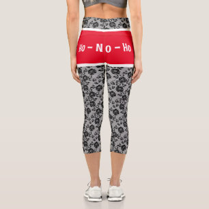 Navidades Santa Leggings Rosas Faux Lace Fishnet