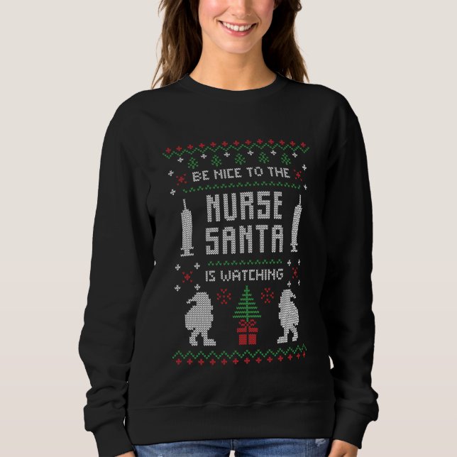 Navidades Santa Nurse sudadera fea (Anverso)