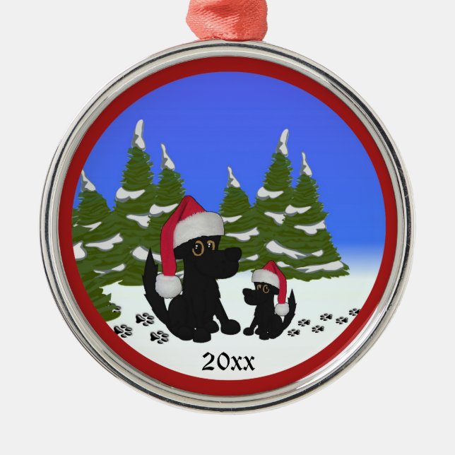 Navidades Santa Perros Ornamentos personales (Frente)