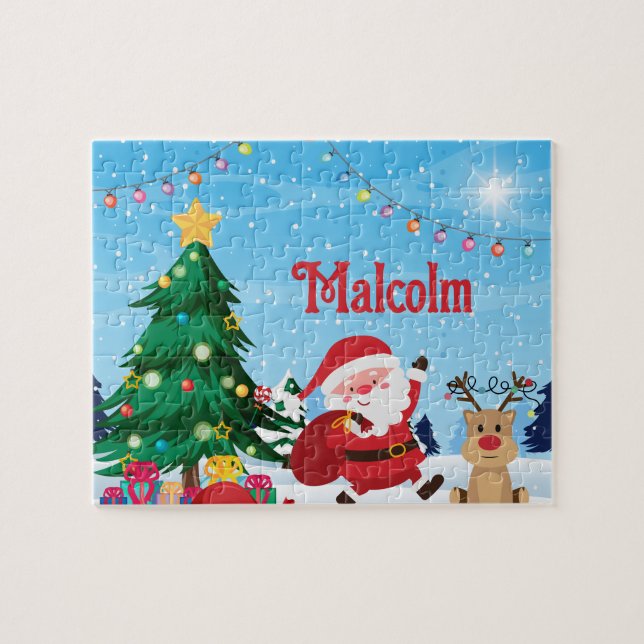 Navidades Santa Personalizado Rompecabezas del nom (Horizontal)