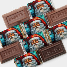 Navidades Santa Sed Vidrio Rojo Blanco