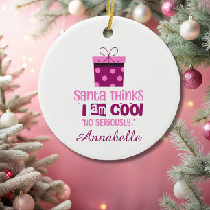 Navidades Santa Thinks... Ornamento de letras rosa