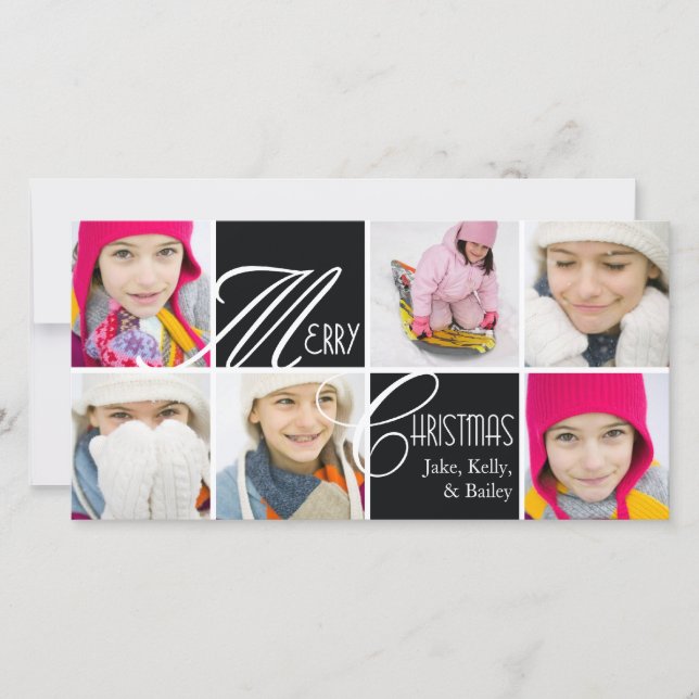 Navidades Script Collage en tarjeta de felicitació (Anverso)