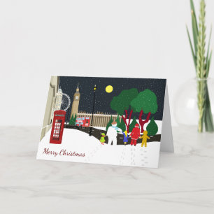 Navidades se agarran en la tarjeta de vacaciones d