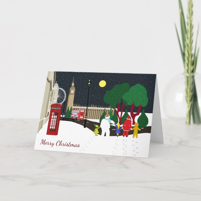 Navidades se agarran en la tarjeta de vacaciones d (Anverso)