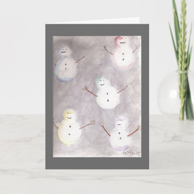 Navidades seculares de Snowmen o tarjeta de saludo (Anverso)