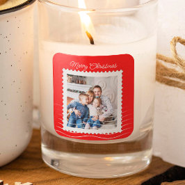 Navidades Sello de póster Foto moderna Rojo