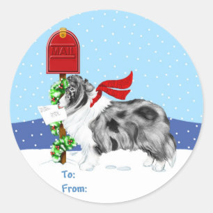 Navidades Sheltie Correo Bi Etiquetas de regalo az