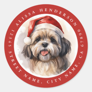 Navidades Shih Tzu Pegatinas de la Ronda de Perros