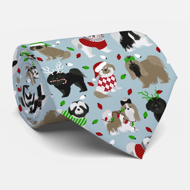 Navidades Shih Tzu Perro corbata de cuello (Enrollado)