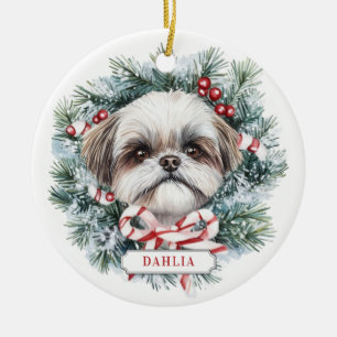 Navidades Shih Tzu Perro Ornamento de Círculo Cerá