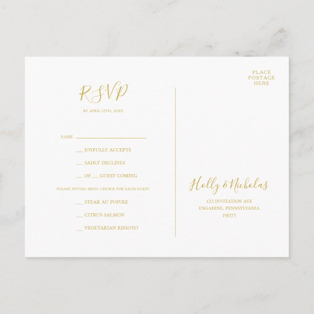 Navidades simples | Postal RSVP de elección de men (Reverso)