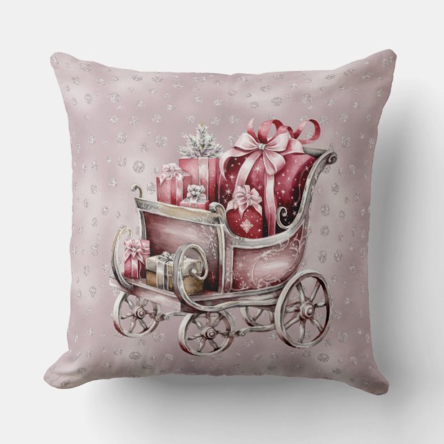 Navidades Sleigh Con Regalos Cojín decorativo de v (Anverso)