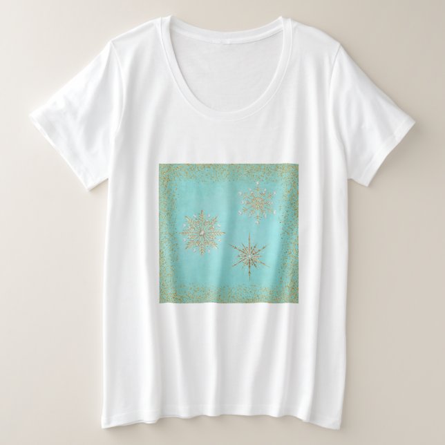Navidades Snowflakes Aqua & Gold (Anverso del diseño)