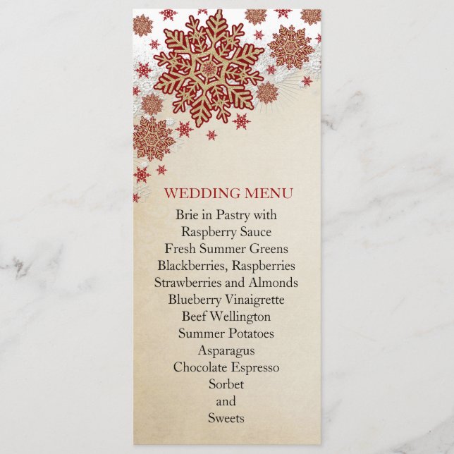 Navidades Snowflakes Winter Wedding Menu (Anverso)