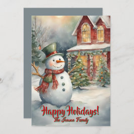 Navidades snowman3, vacaciones felices, tarjeta de