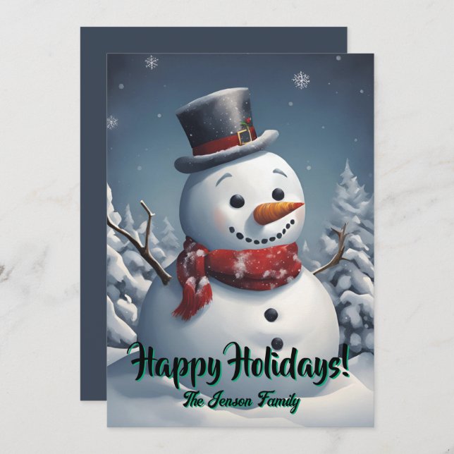 Navidades snowman5, vacaciones felices, tarjeta de (Anverso / Reverso)