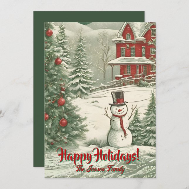 Navidades snowman6, vacaciones felices, tarjeta de (Anverso / Reverso)