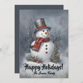 Navidades snowman8, vacaciones felices, tarjeta de
