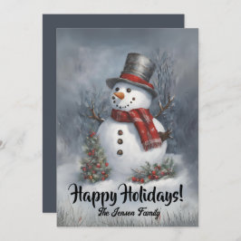 Navidades snowman8, vacaciones felices, tarjeta de