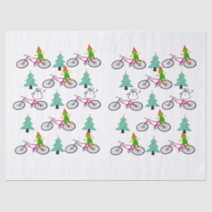 Navidades Snowman Elf Bicicleta de papel de tejido