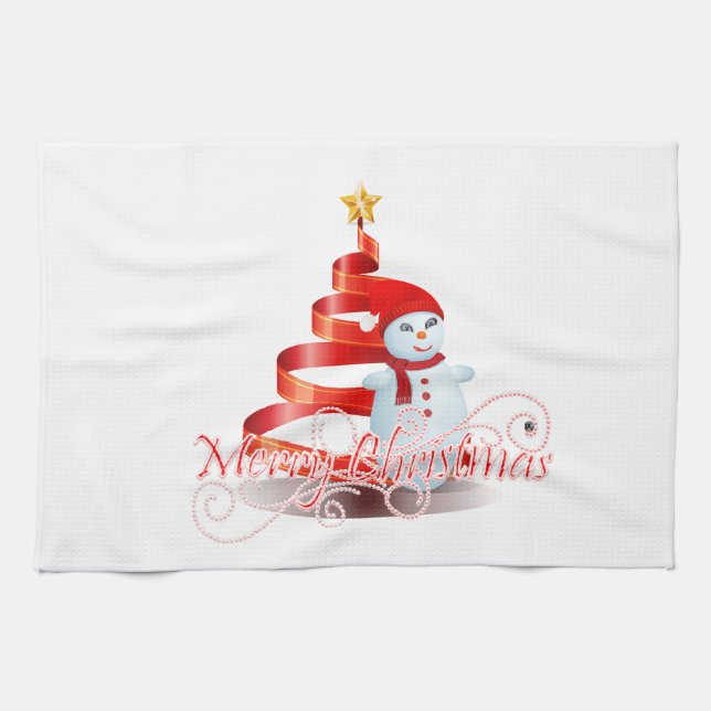 Navidades Snowman Kitchen Toalla de 16" x 24" (Horizontal)