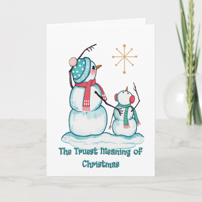 Navidades Snowman tarjeta Navidades religiosos est (Anverso)