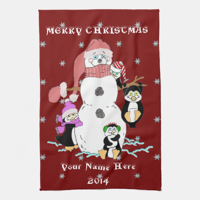 Navidades Snowman y la toalla personalizada de los (Vertical)