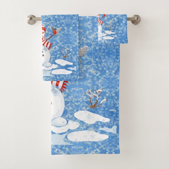 Navidades Snowman y Red Bird en el baño de belleza (In situ)