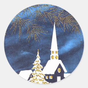 Navidades Snowy Iglesia Pegatinas Amén