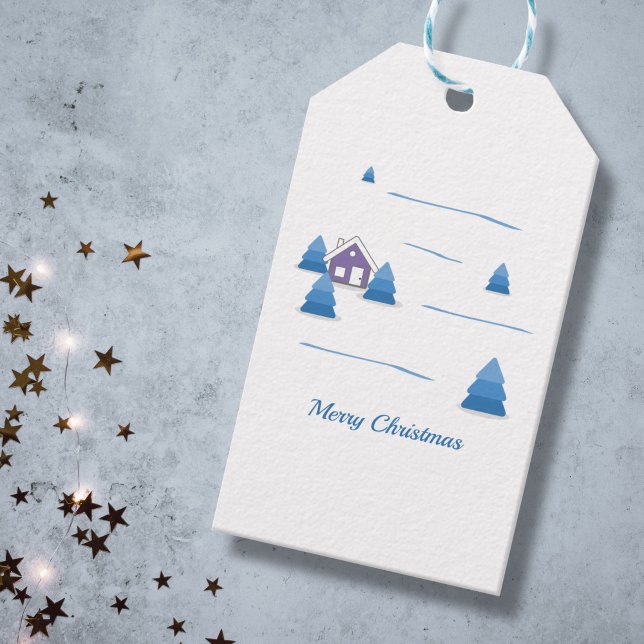 Navidades Snowy Landscape Gift Etiqueta (Christmas Snowy Landscape Gift Tag)
