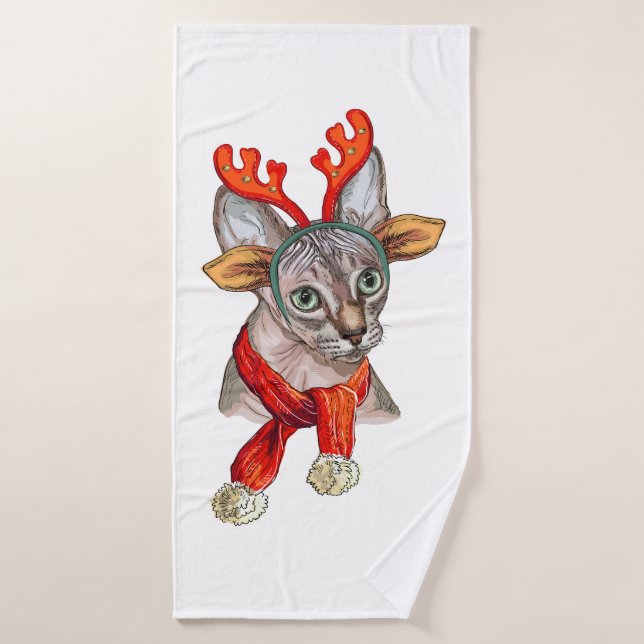 Navidades Sphynx cat (Toalla de baño)
