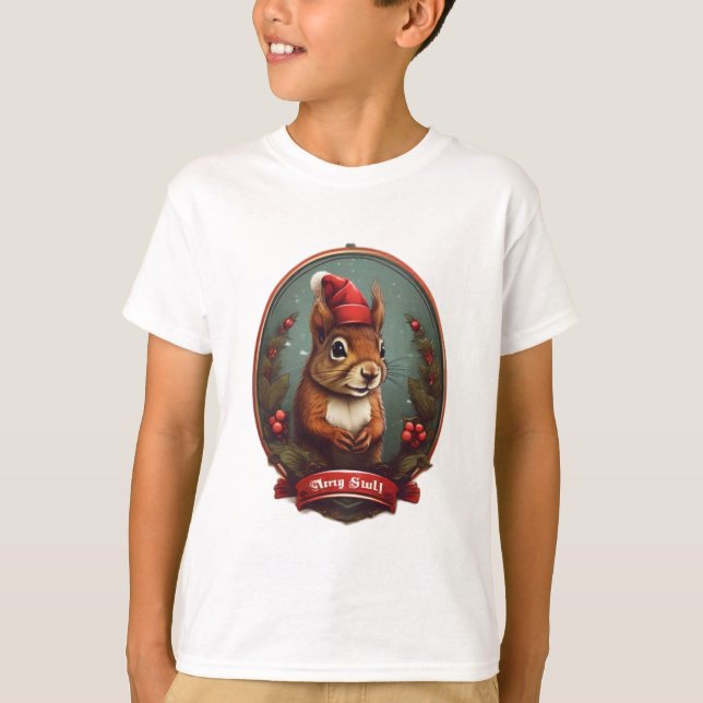 Navidades Squirrel enciende la camiseta (Anverso)