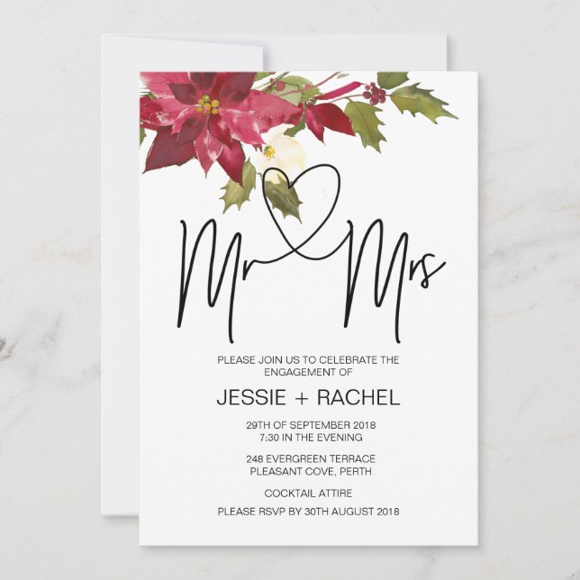 Navidades Sr. Y Sra. Engagement Party Invitaciones (Anverso)