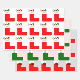 Navidades Stocking Wrapping Paper 3 Hojas planas