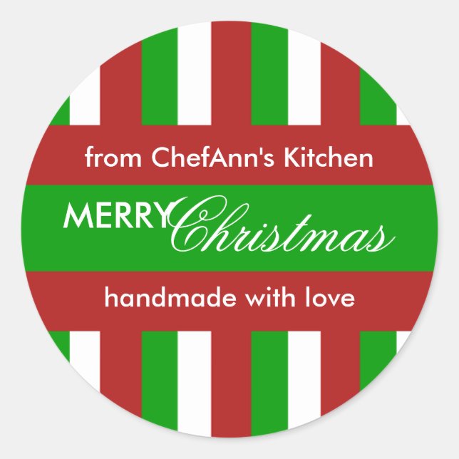 Navidades Stripes etiqueta verde Jar de cocina (Anverso)