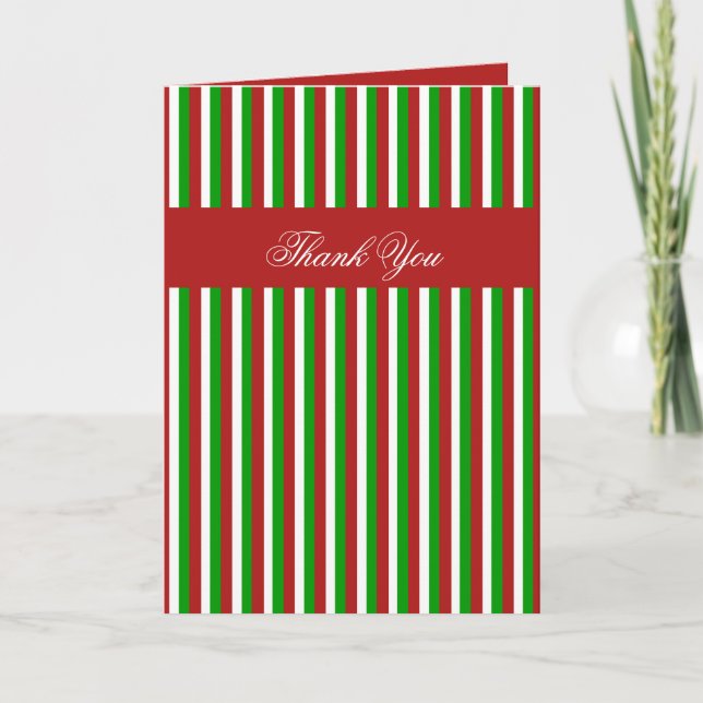 Navidades Stripes rojo Tarjeta de agradecimiento (Anverso)